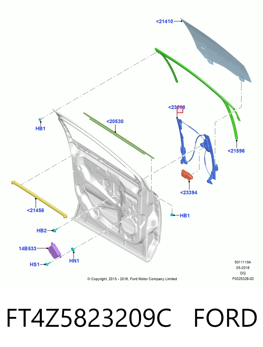 Підйомник механічний вітрового скла на Ford Edge II CD539
