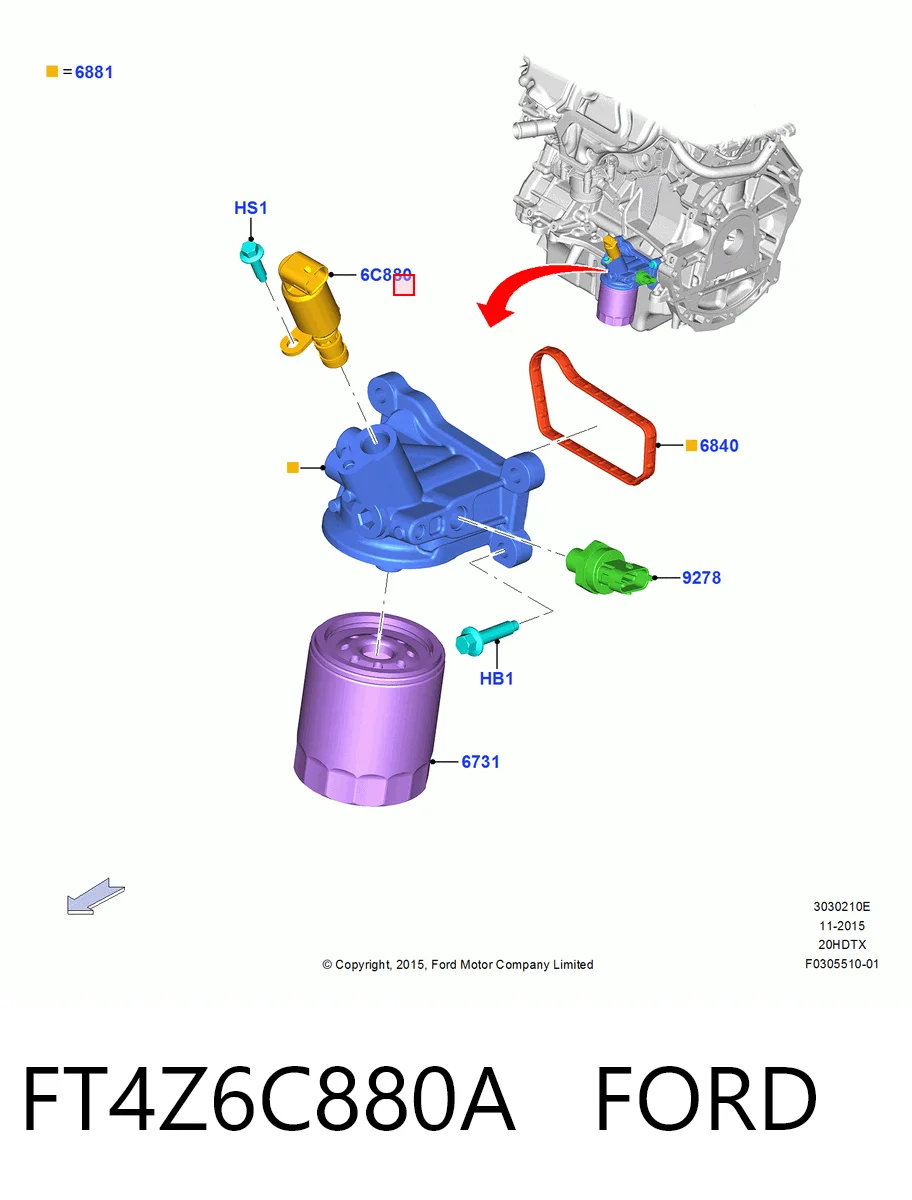 FT4Z6C880A Ford Клапан регулювання тиску масла