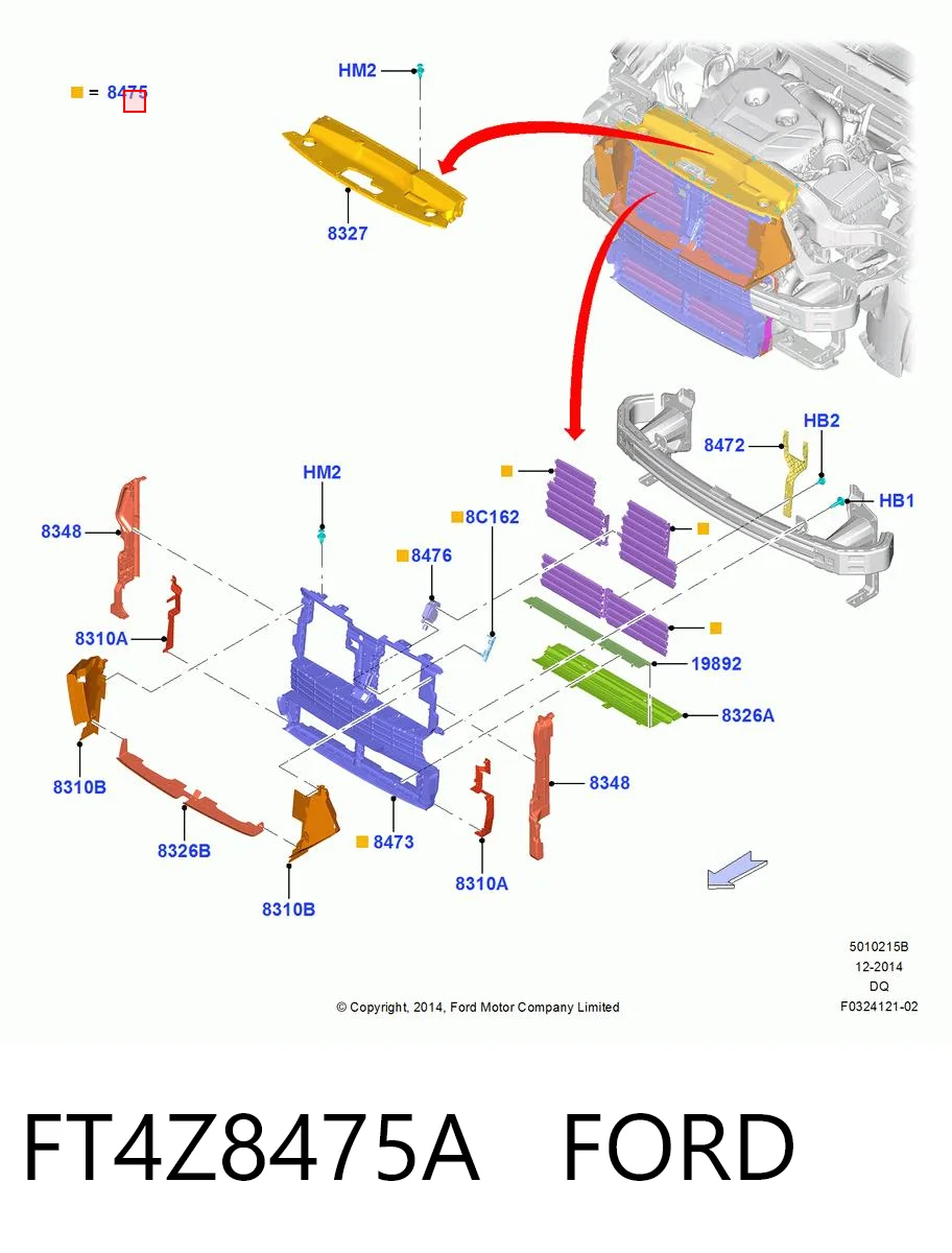 FT4Z8475A Ford Жалюзі радіатора охолодження