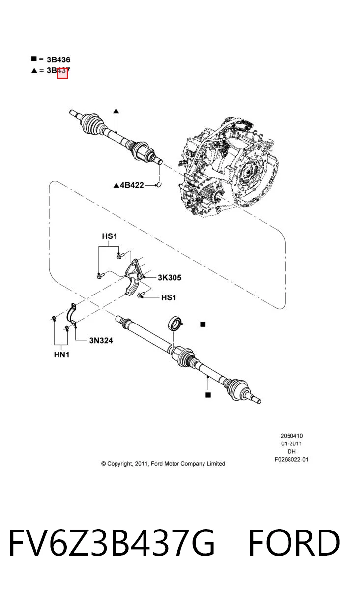 FV6Z3B437G Ford Привід лівий