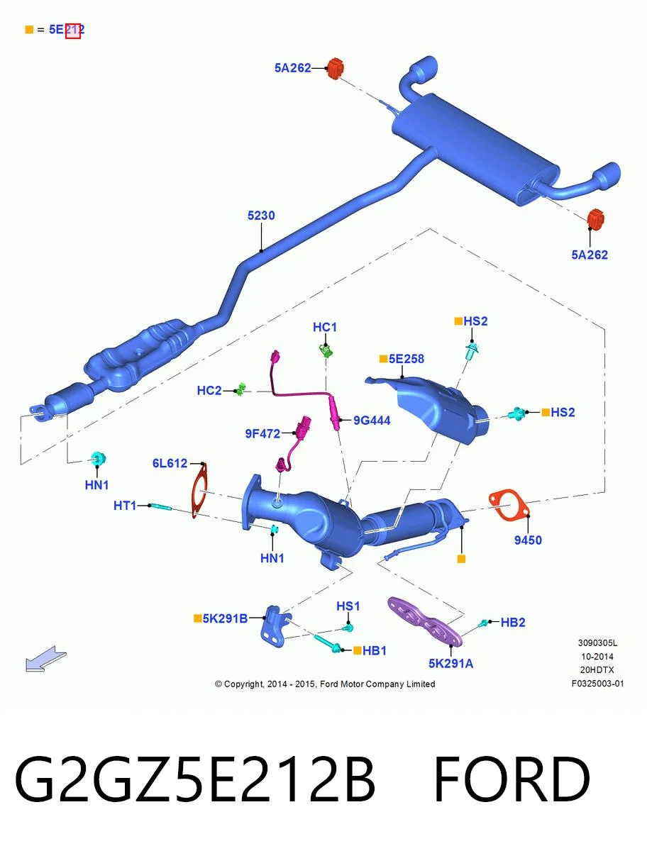 G2GZ5E212B Ford Каталітичний нейтралізатор відпрацьованих газів