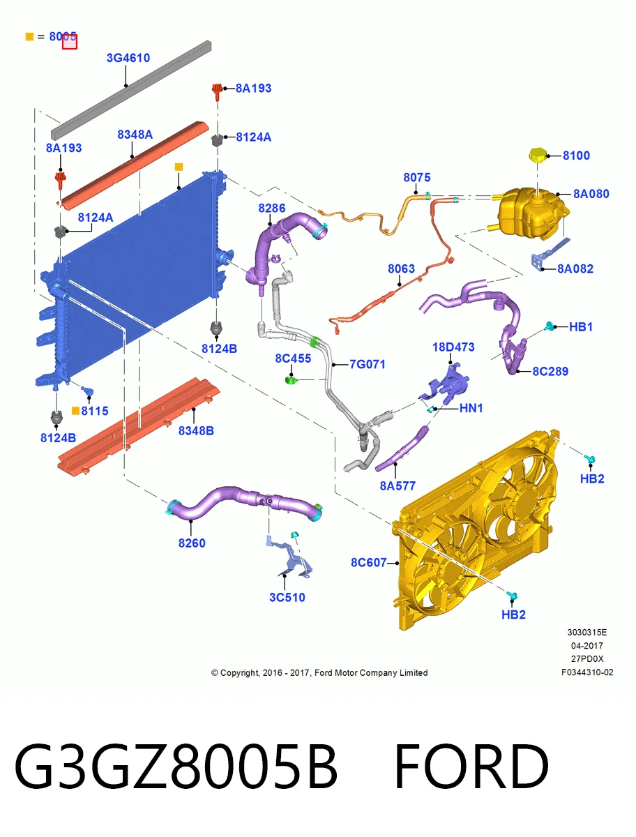 G3GZ8005B Ford Радіатор охолодження двигуна
