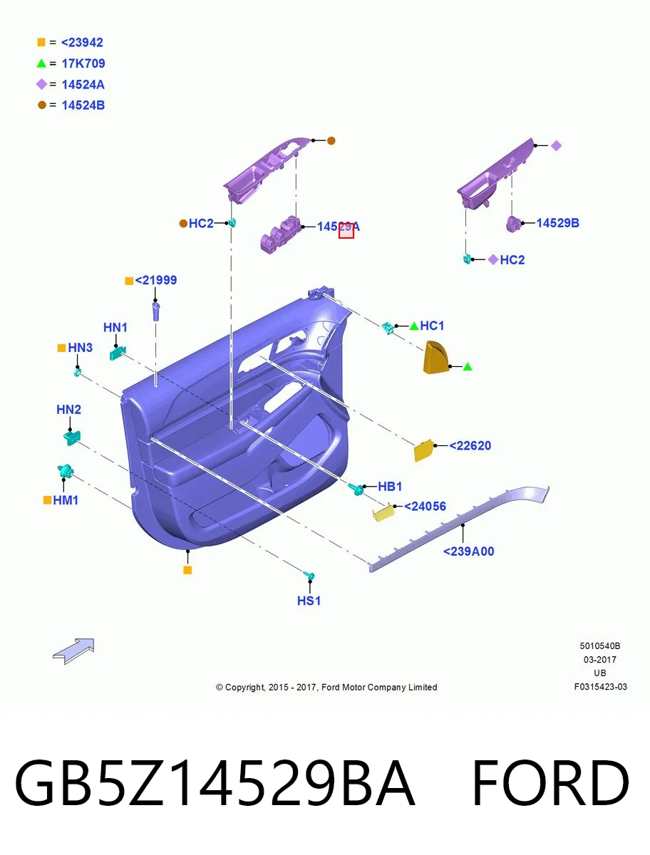 GB5Z14529BA Ford Кнопки переднього лівого склопід'ємника