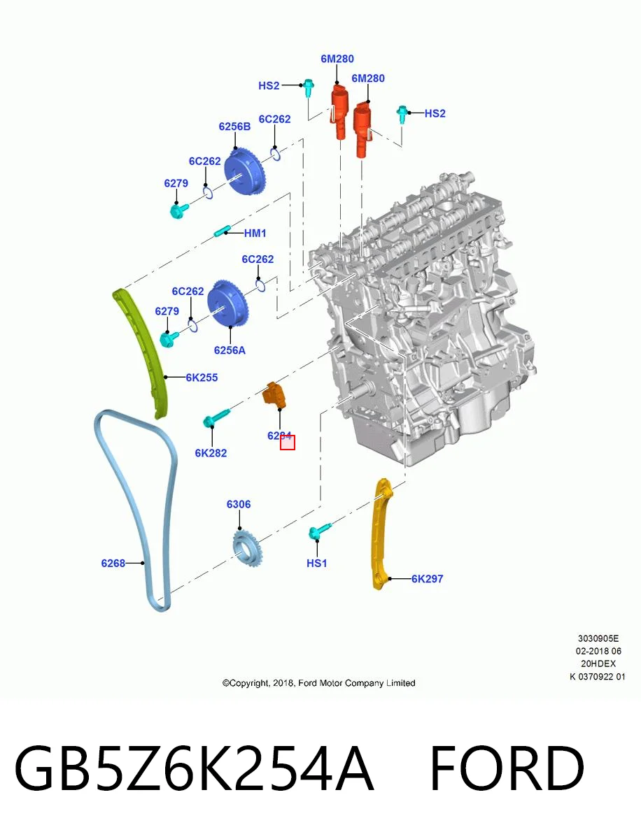 GB5Z6K254A Ford Натягувач ланцюга ГРМ