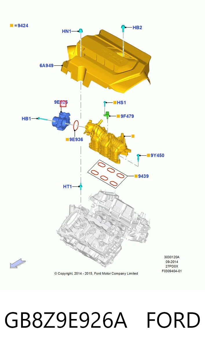 GB8Z9E926A Ford Дросільна заслінка в зборі