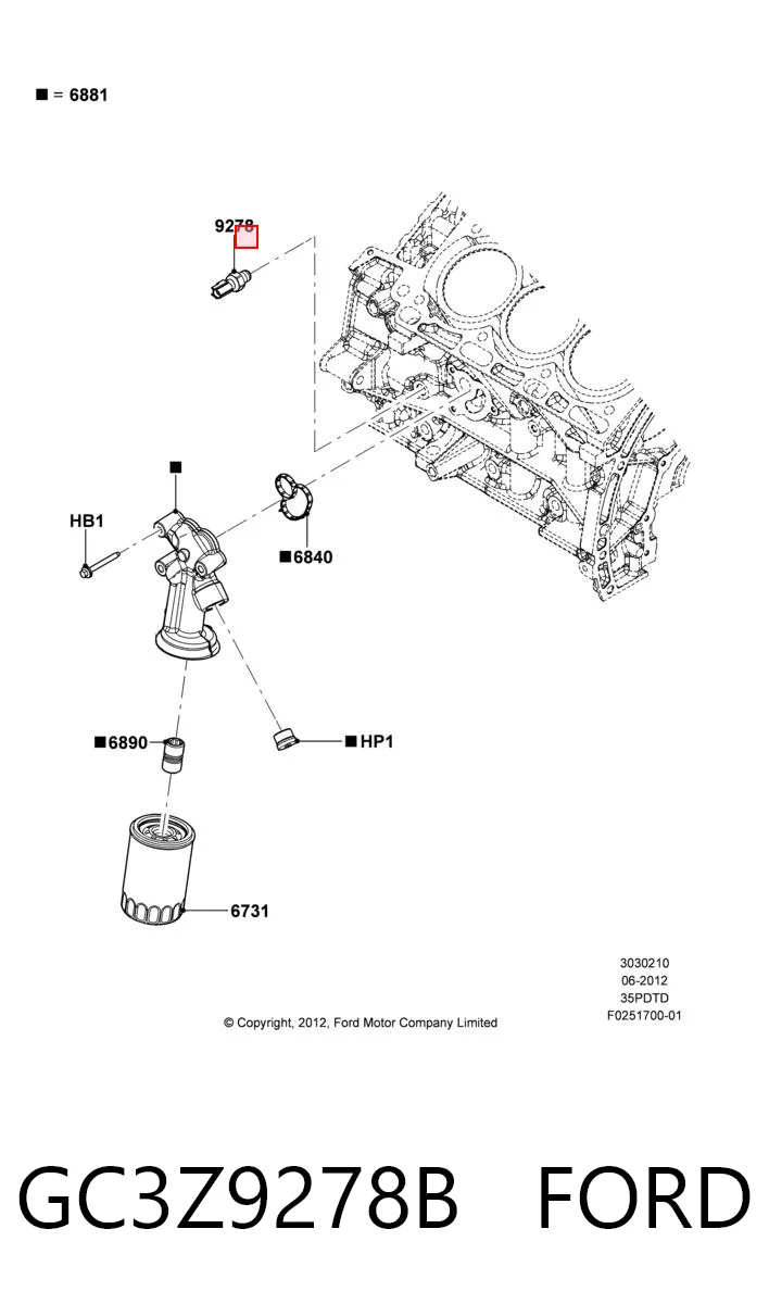 GC3Z9278B Ford Датчик показника тиску масла