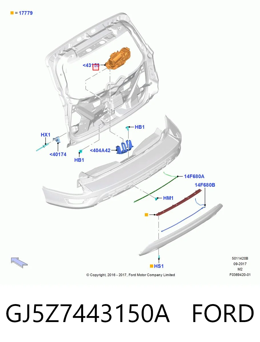 GJ5Z7443150A Ford Замок п'ятих дверей
