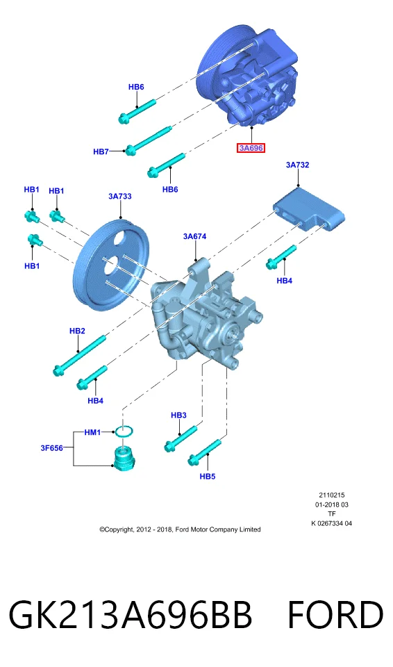GK213A696BB Ford Насос гідропідсилювача