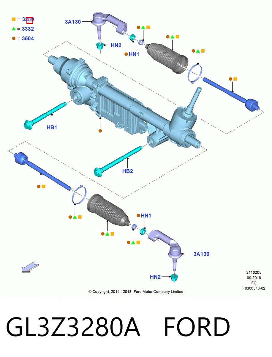 GL3Z3280A Ford Тяги кермові