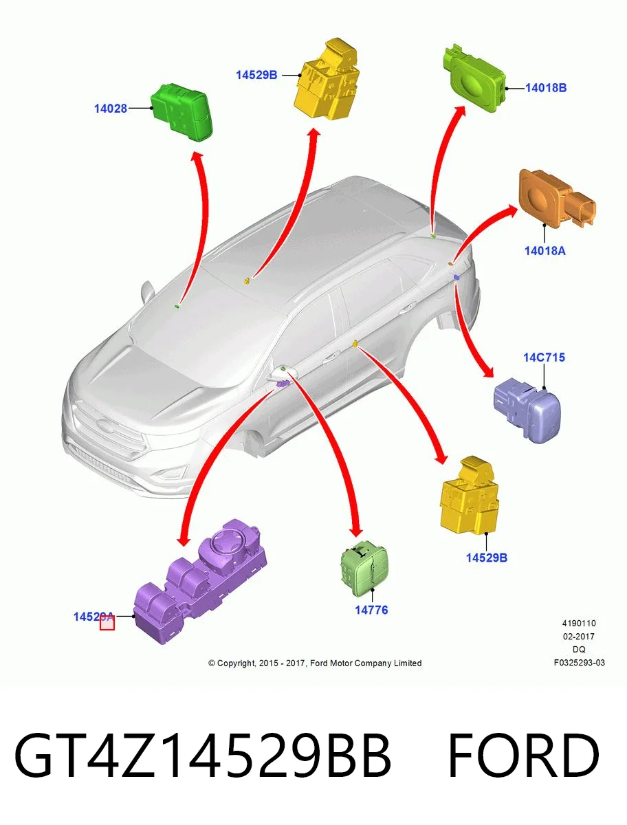 GT4Z14529BB Ford Кнопки переднього лівого склопід'ємника