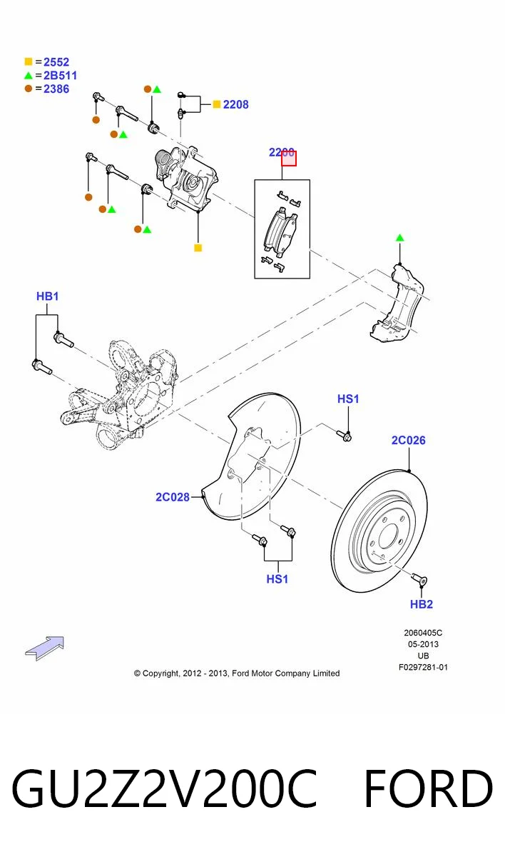 GU2Z2V200C Ford Колодки гальмівні задні, дискові