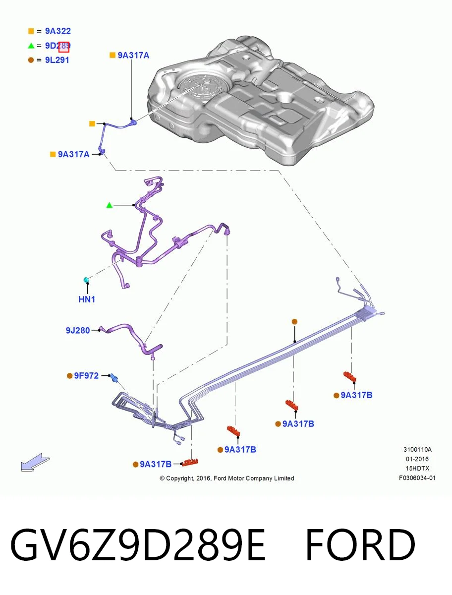 GV6Z9D289E Ford Система управління парами палива