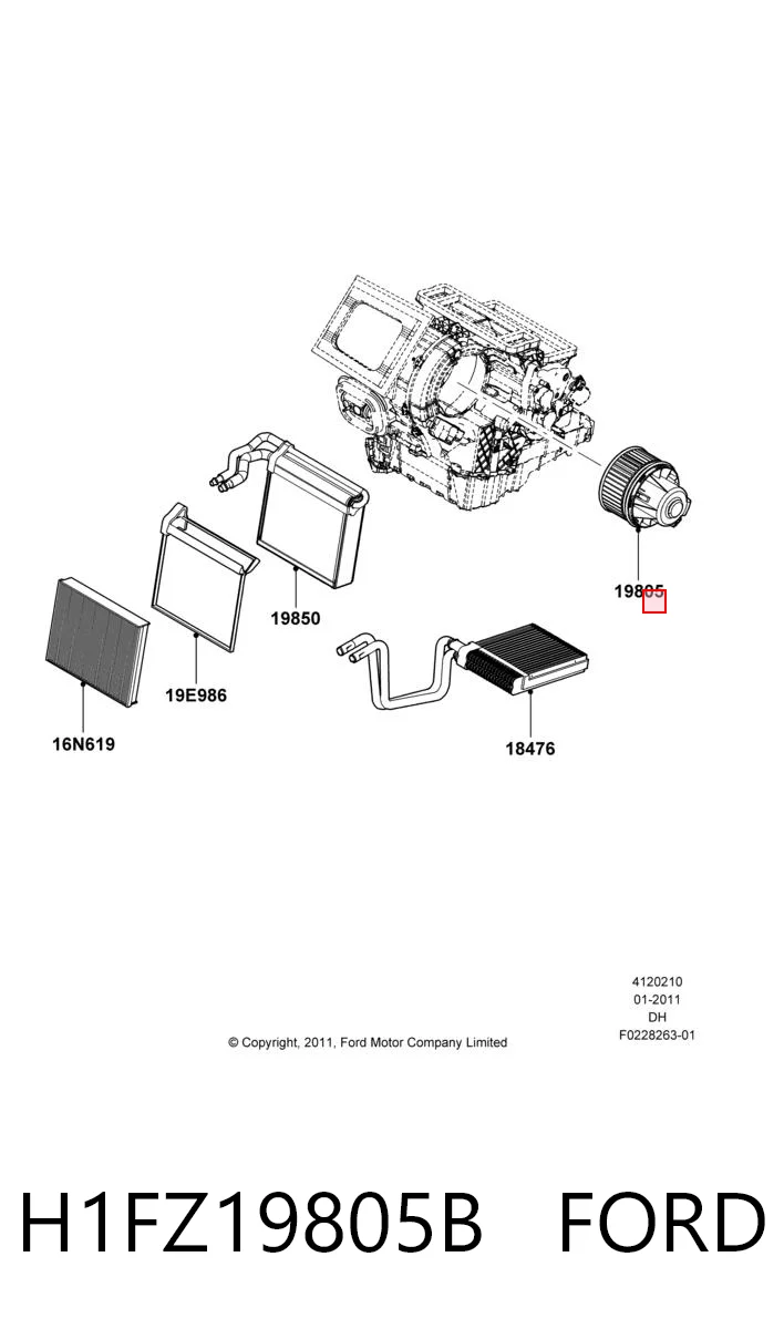 H1FZ19805B Ford Електромотор пічки
