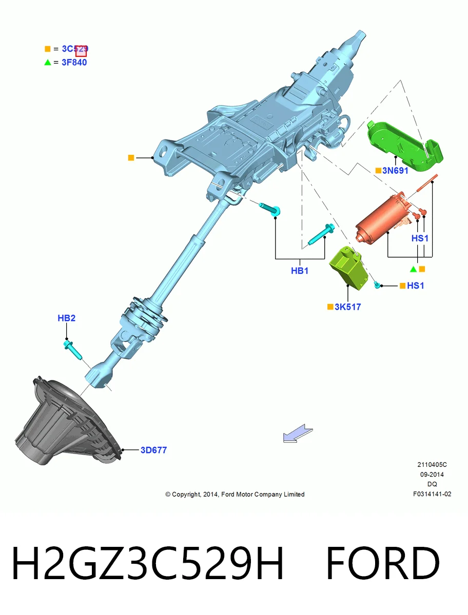 Колонка рульового управління на Ford Edge II CD539
