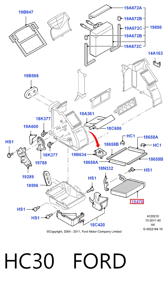 HC30 Ford Радіатор опалювача салону