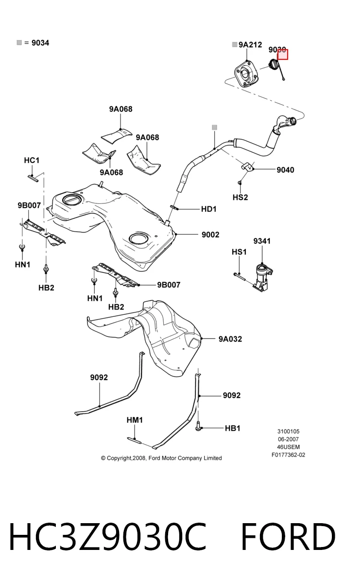 HC3Z9030C Ford Кришка / пробка бензобака