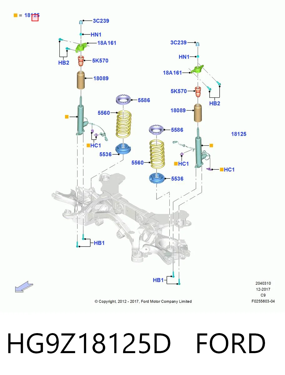 HG9Z18125D Ford Амортизатор задній, лівий