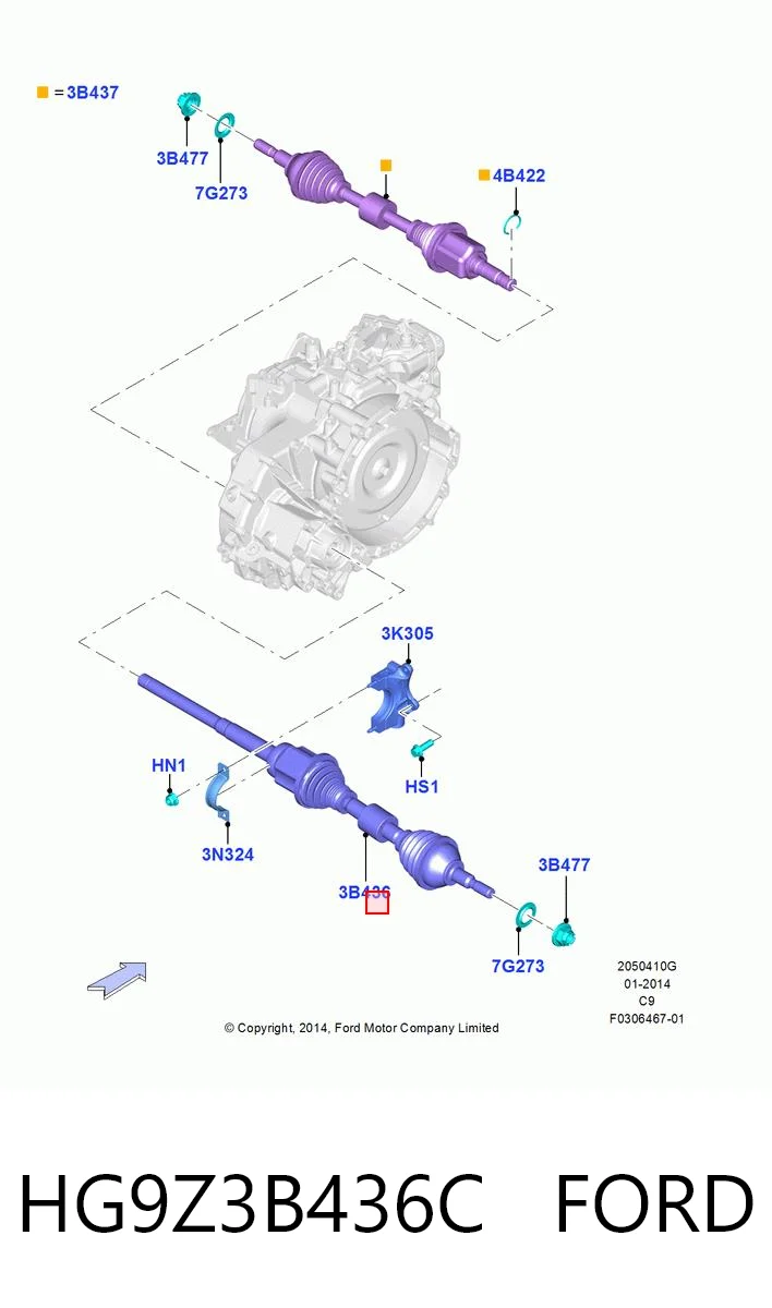 HG9Z3B436C Ford Привід передній правий