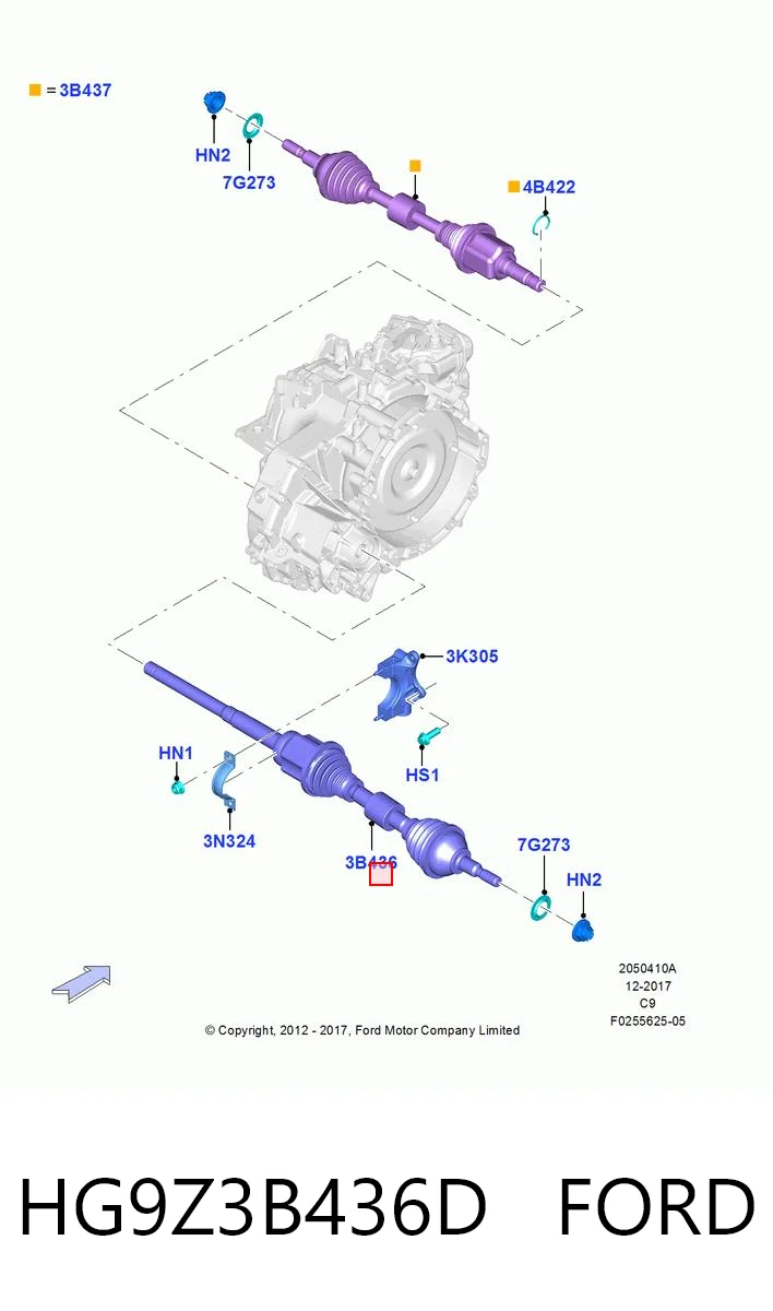 HG9Z3B436D Ford Привід передній правий