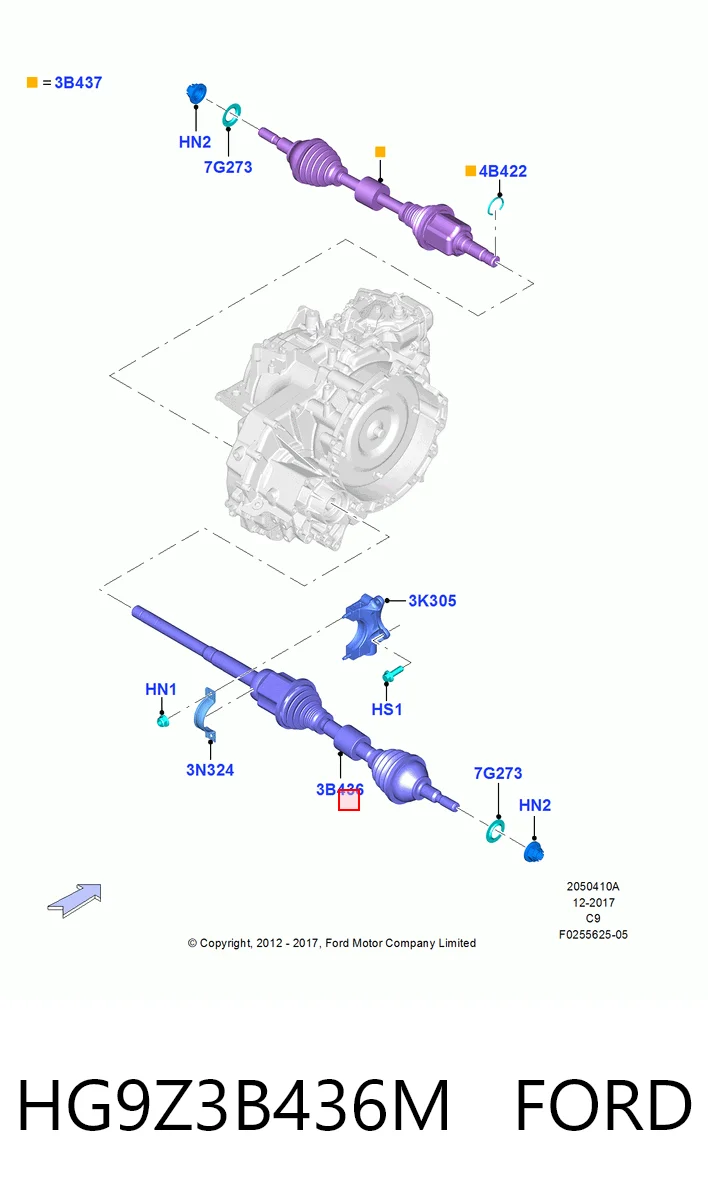 HG9Z3B436M Ford Привід передній правий
