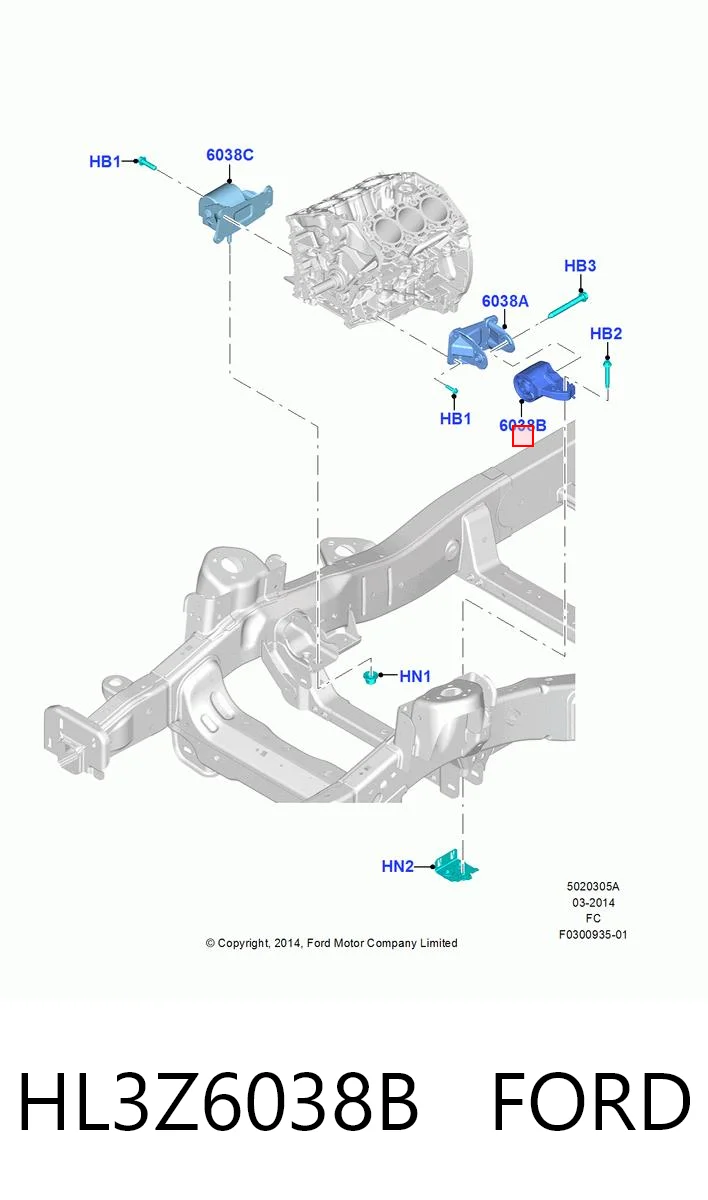 HL3Z6038B Ford Ліва опора двигуна