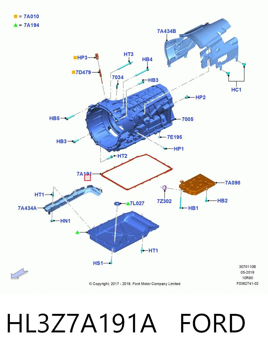 HL3Z7A191A Ford Прокладка піддону АКПП