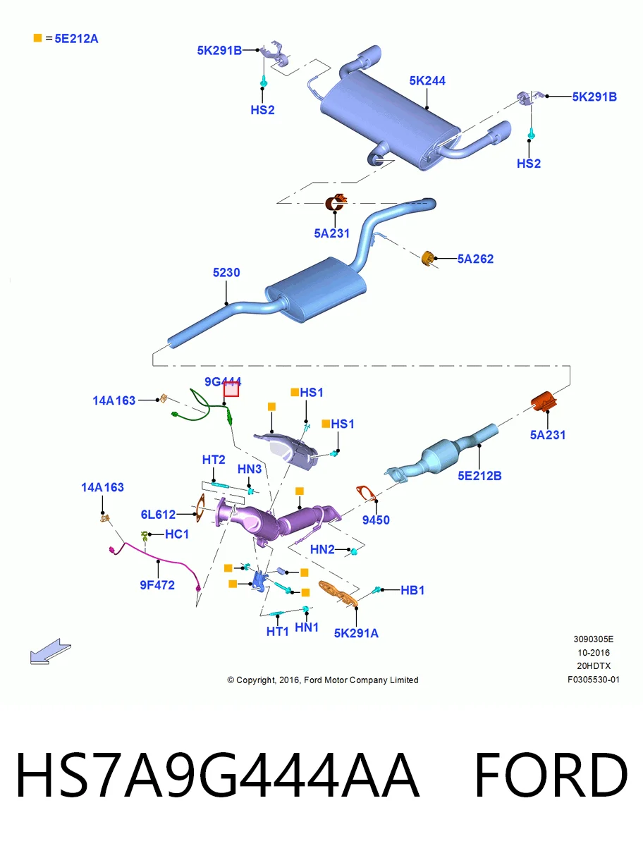 HS7A9G444AA Ford Лямбда зонд після каталізатора