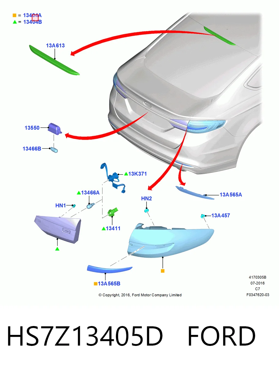HS7Z13405D Ford Задня ліва зовнішня фара