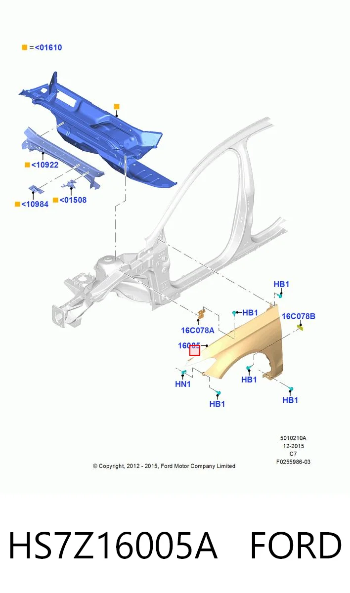 HS7Z16005A Ford Крило переднє праве