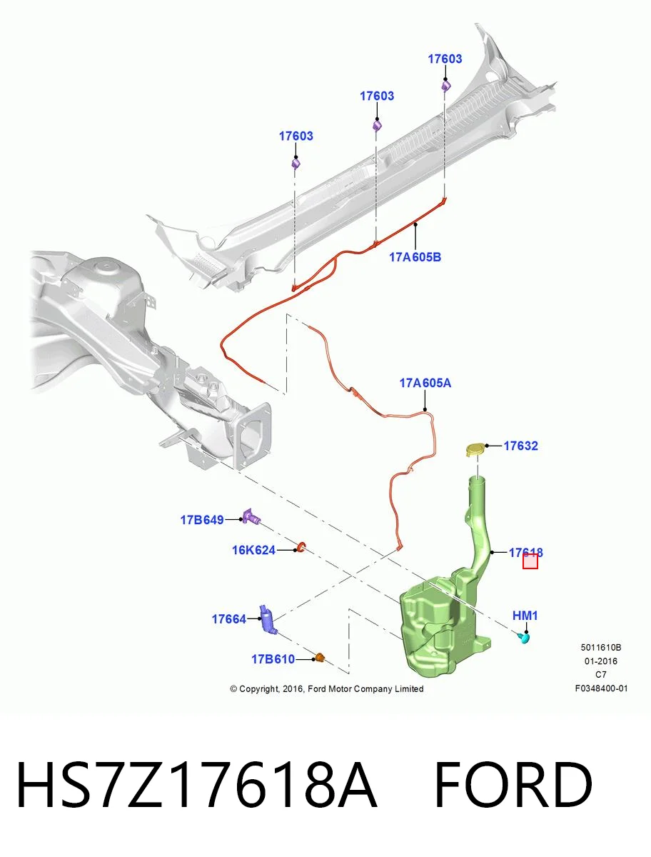 HS7Z17618A Ford Бачок склоомивача