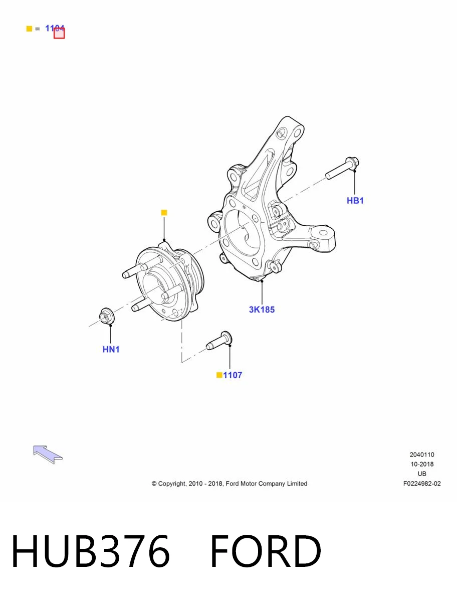 HUB376 Ford Маточина (передня)