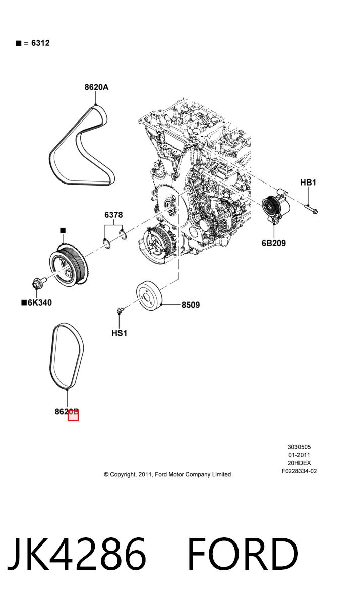 JK4286 Ford Поліклиновий ремінь