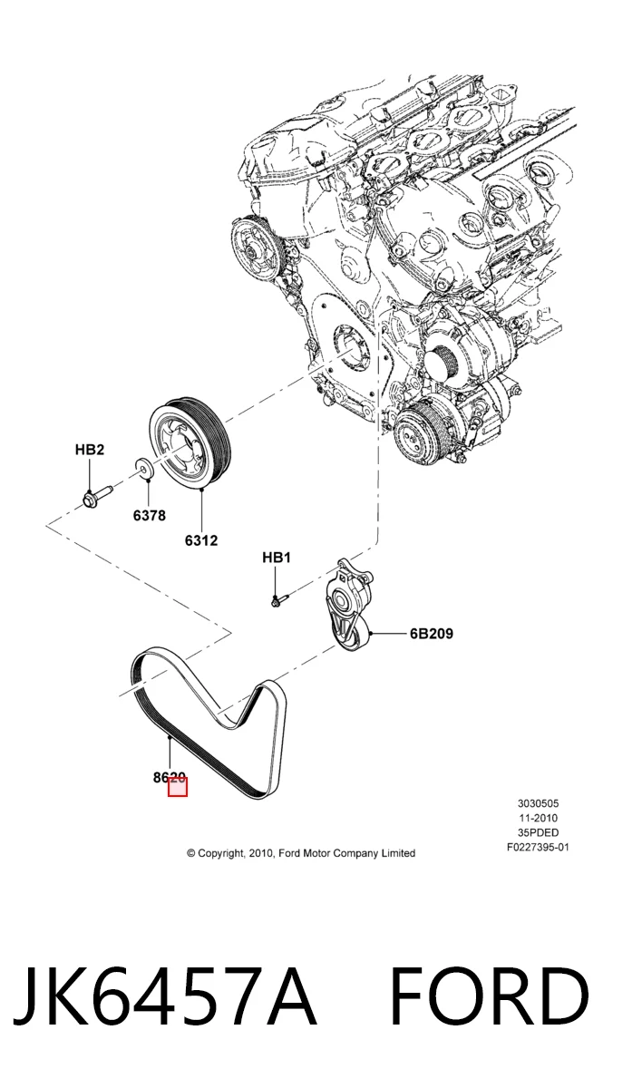 JK6457A Ford Поліклиновий ремінь