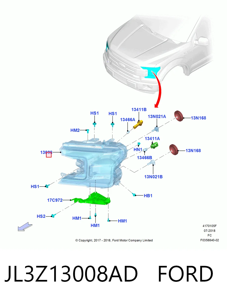 JL3Z13008AD Ford Фари