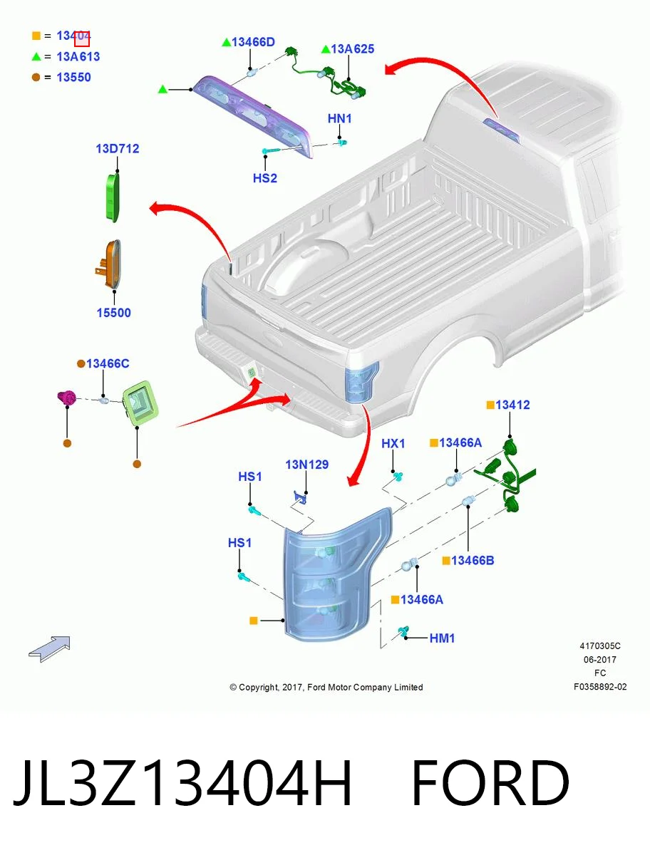 JL3Z13404H Ford Ліхтар задній правий