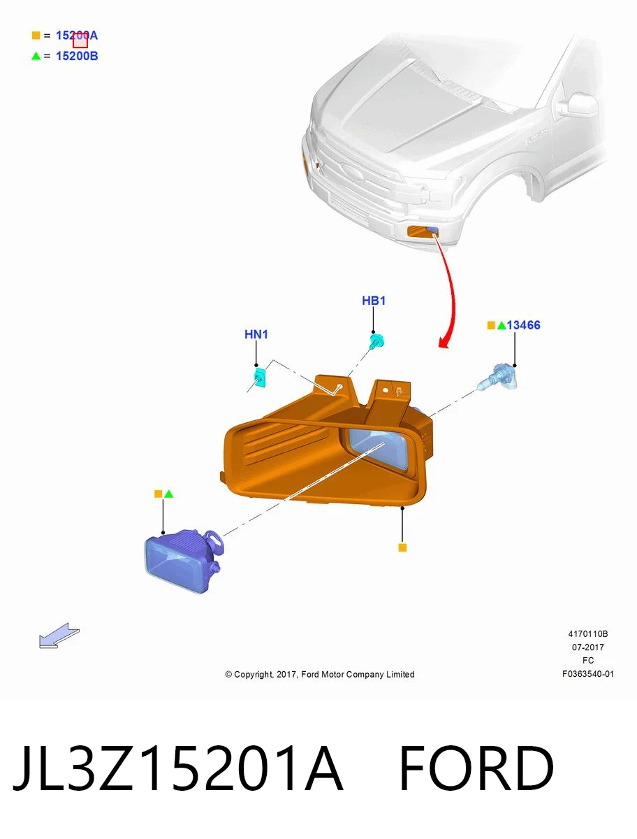 JL3Z15201A Ford Протитуманка ліва