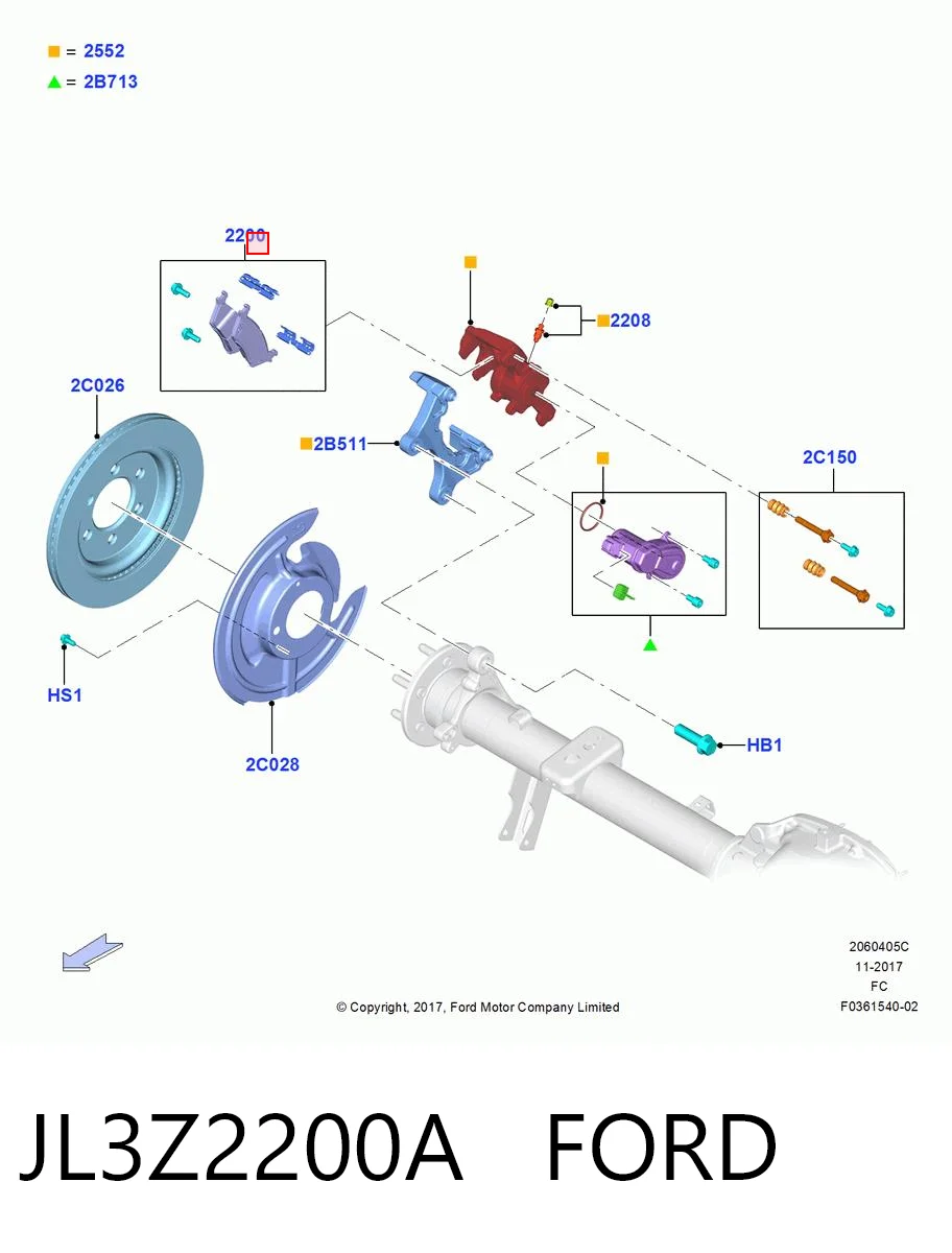 JL3Z2200A Ford Колодки гальмівні задні, дискові