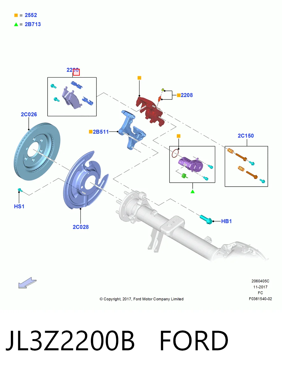 JL3Z2200B Ford Колодки гальмівні задні, дискові