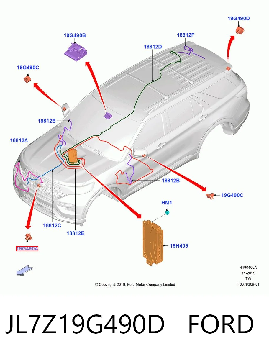 JL7Z19G490D Ford Камера заднього виду