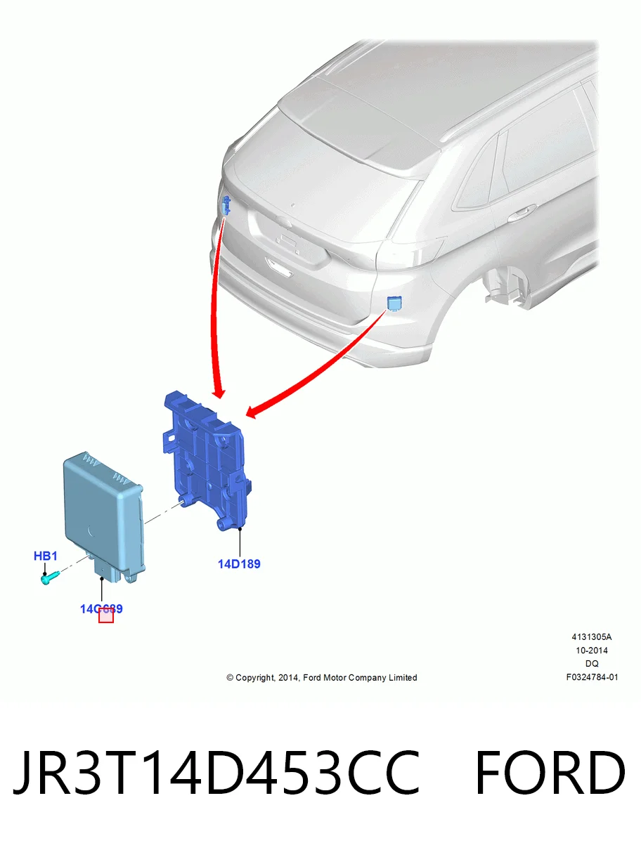 JR3T14D453CC Ford Датчик контролю мертвої зони, задній
