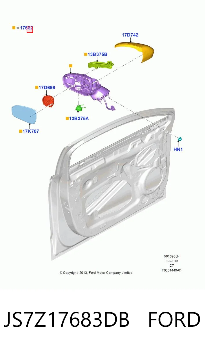 JS7Z17683DB Ford Дзеркало заднього виду, ліве