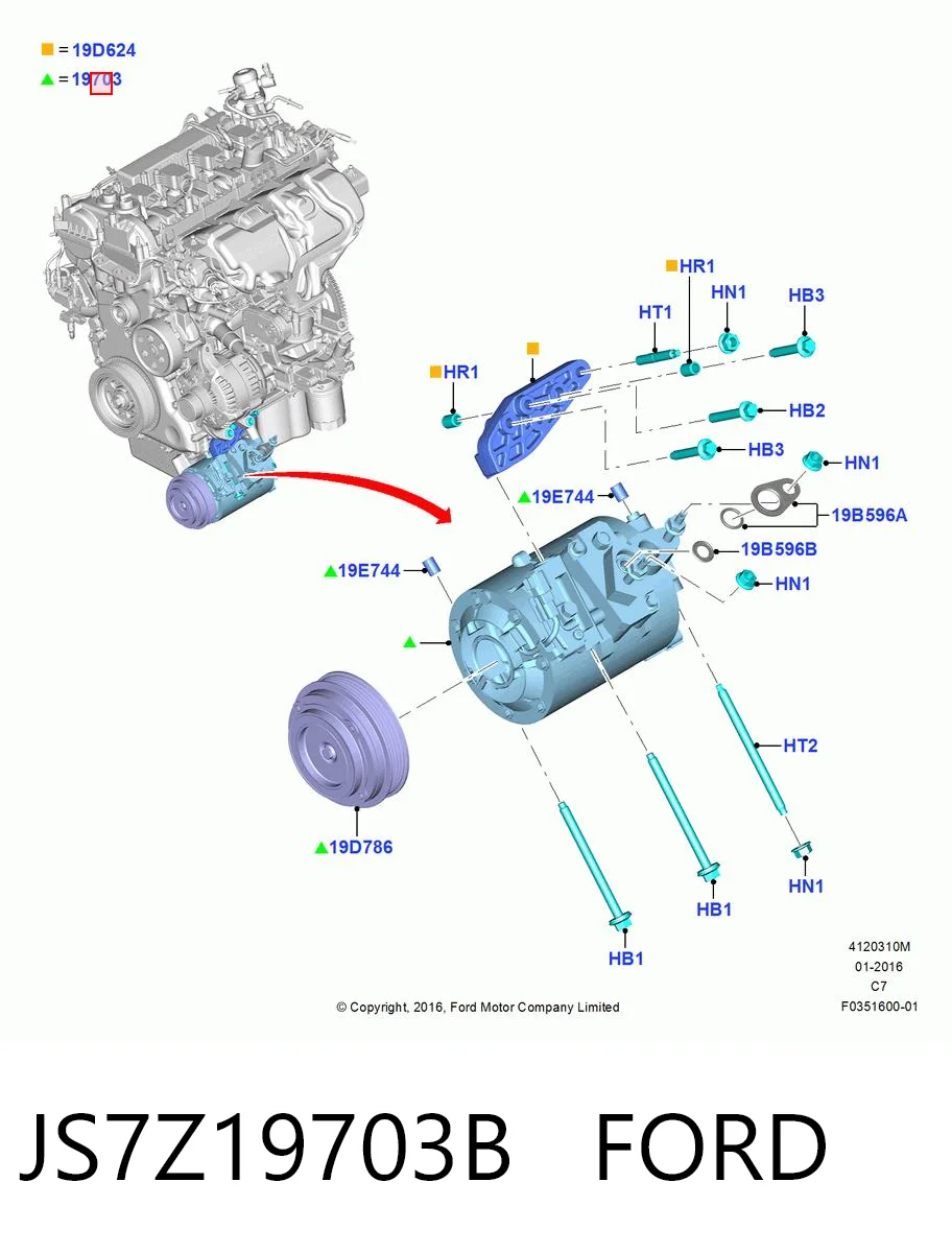 JS7Z19703B Ford Компресор холодоагенту