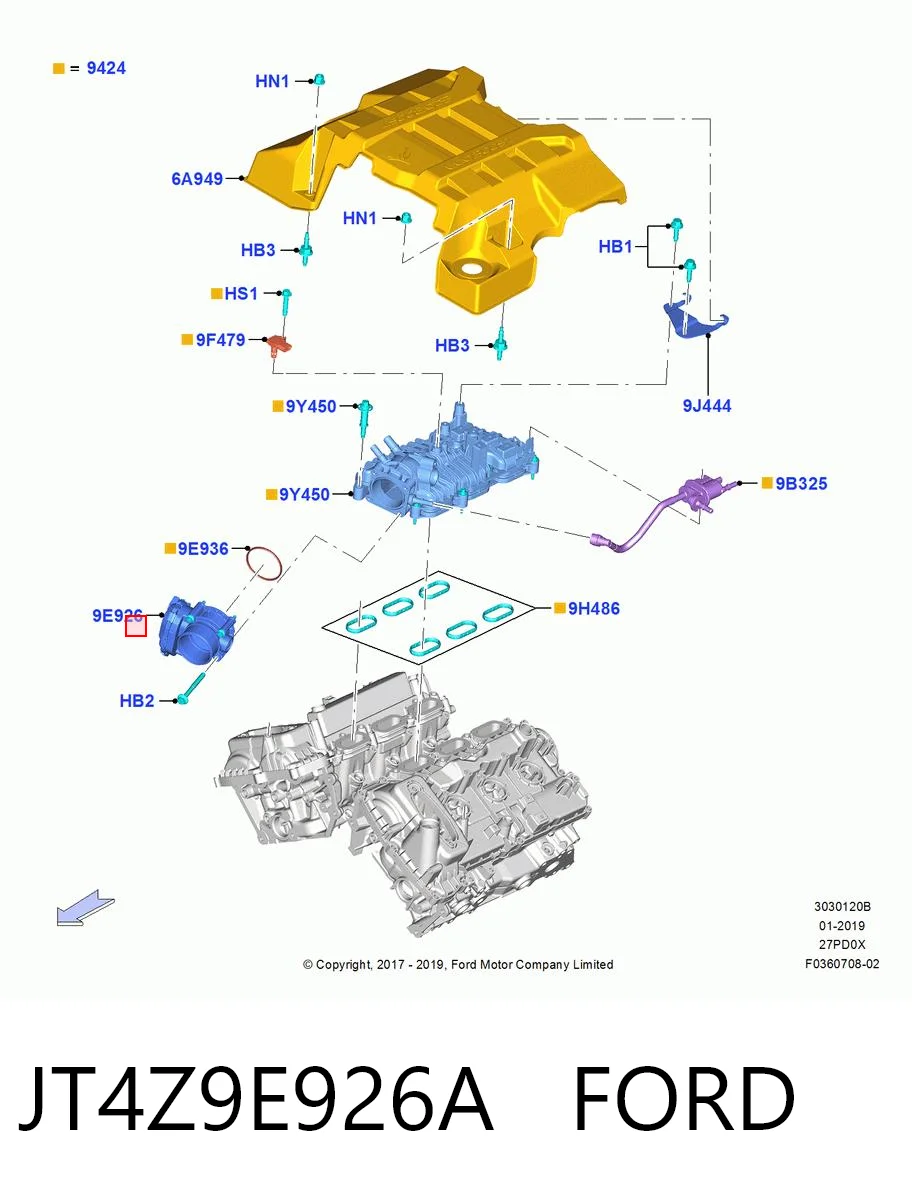 JT4Z9E926A Ford Дросільна заслінка в зборі