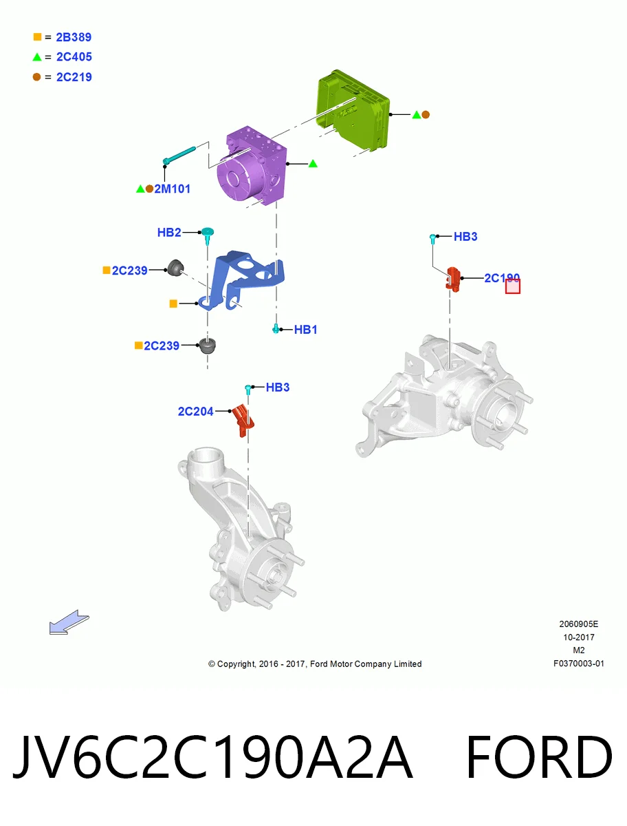 JV6C2C190A2A Ford Датчик АБС (ABS) задній