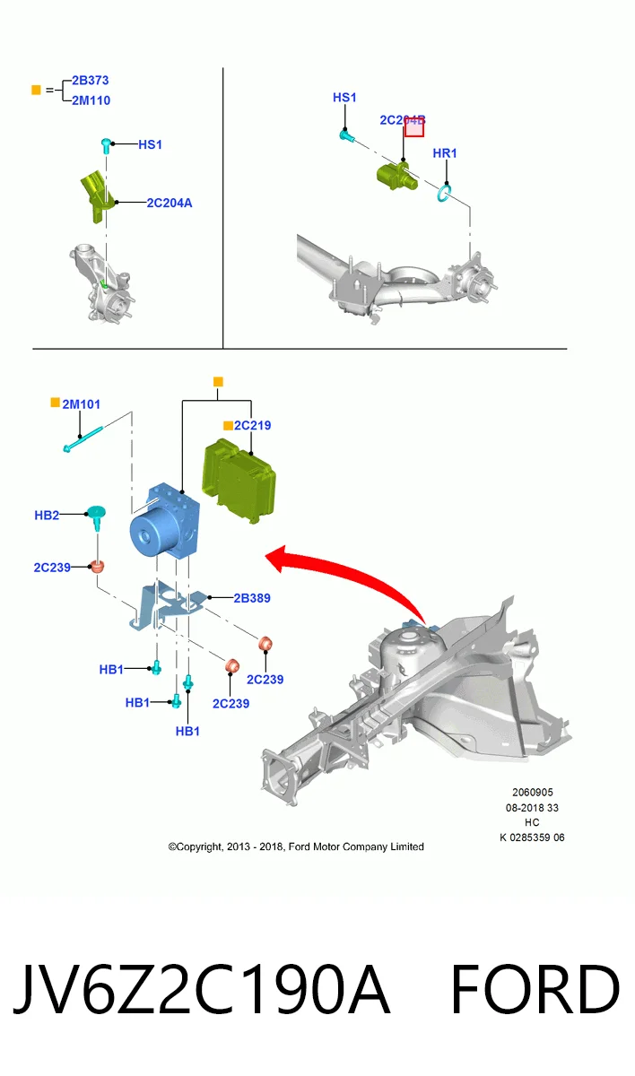 JV6Z2C190A Ford Датчик АБС (ABS) задній