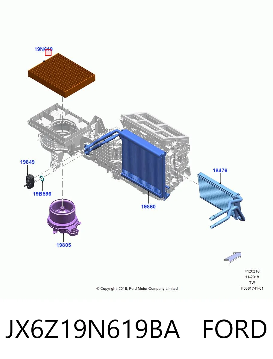 JX6Z19N619BA Ford Внутрішньосалонний фільтр