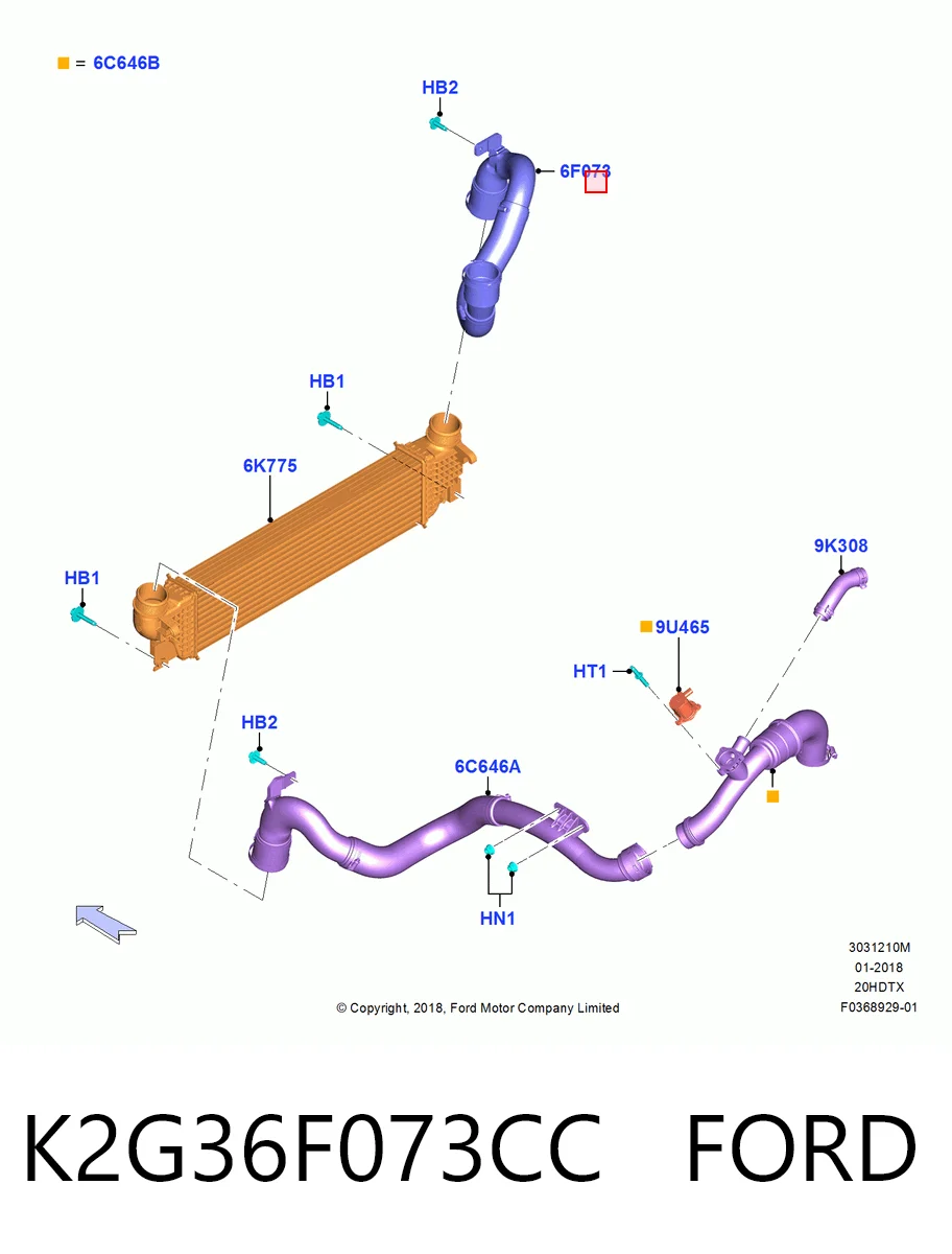 K2G36F073CC Ford Трубка, що нагнітається