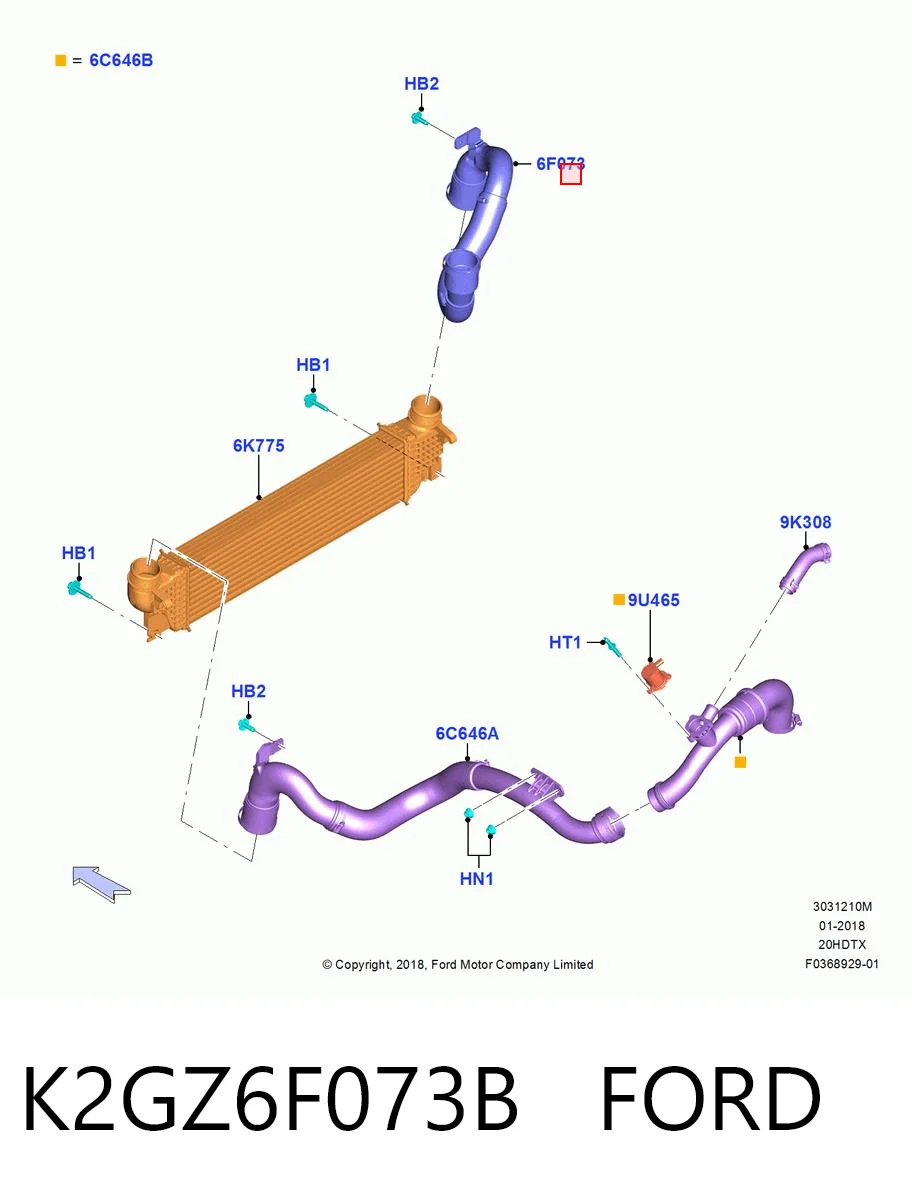 K2GZ6F073B Ford Трубка, що нагнітається