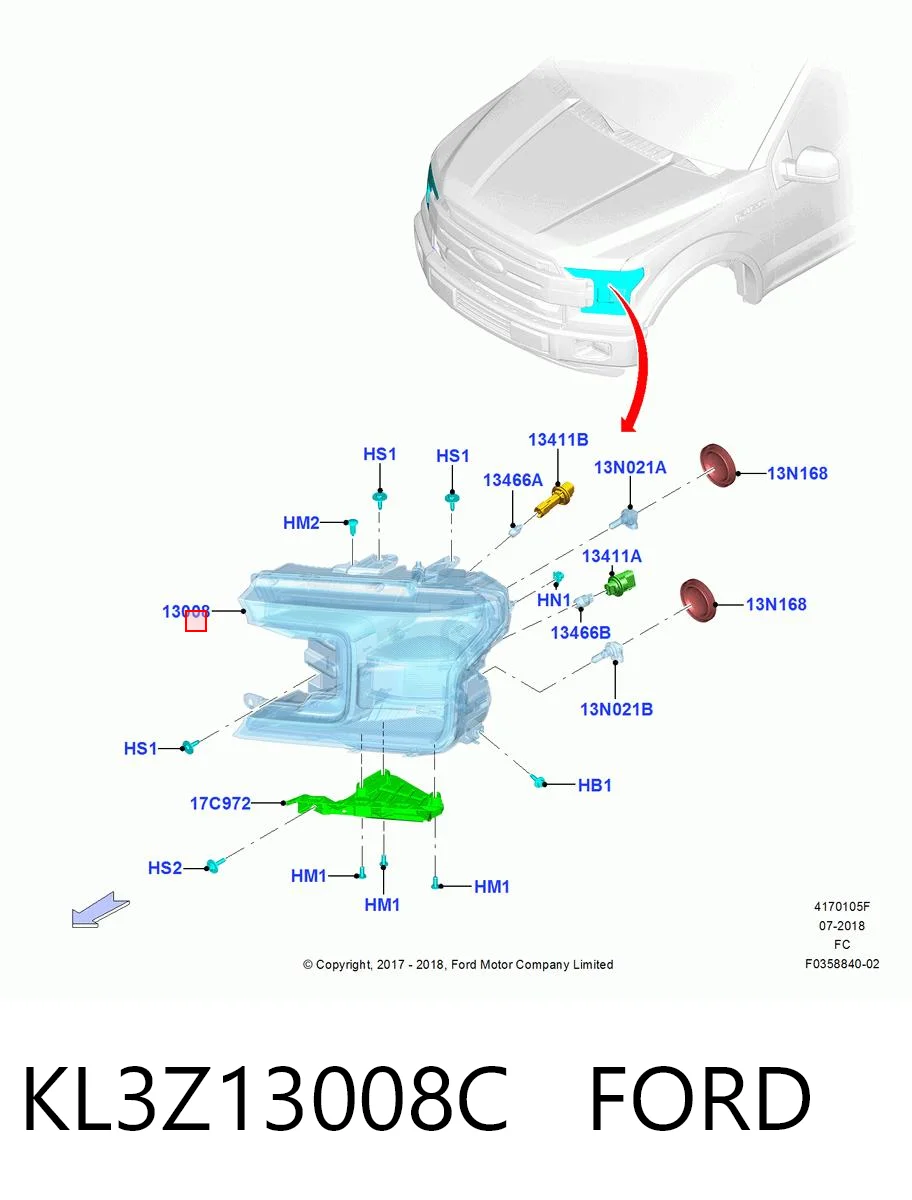 KL3Z13008C Ford Основна фара - вставка