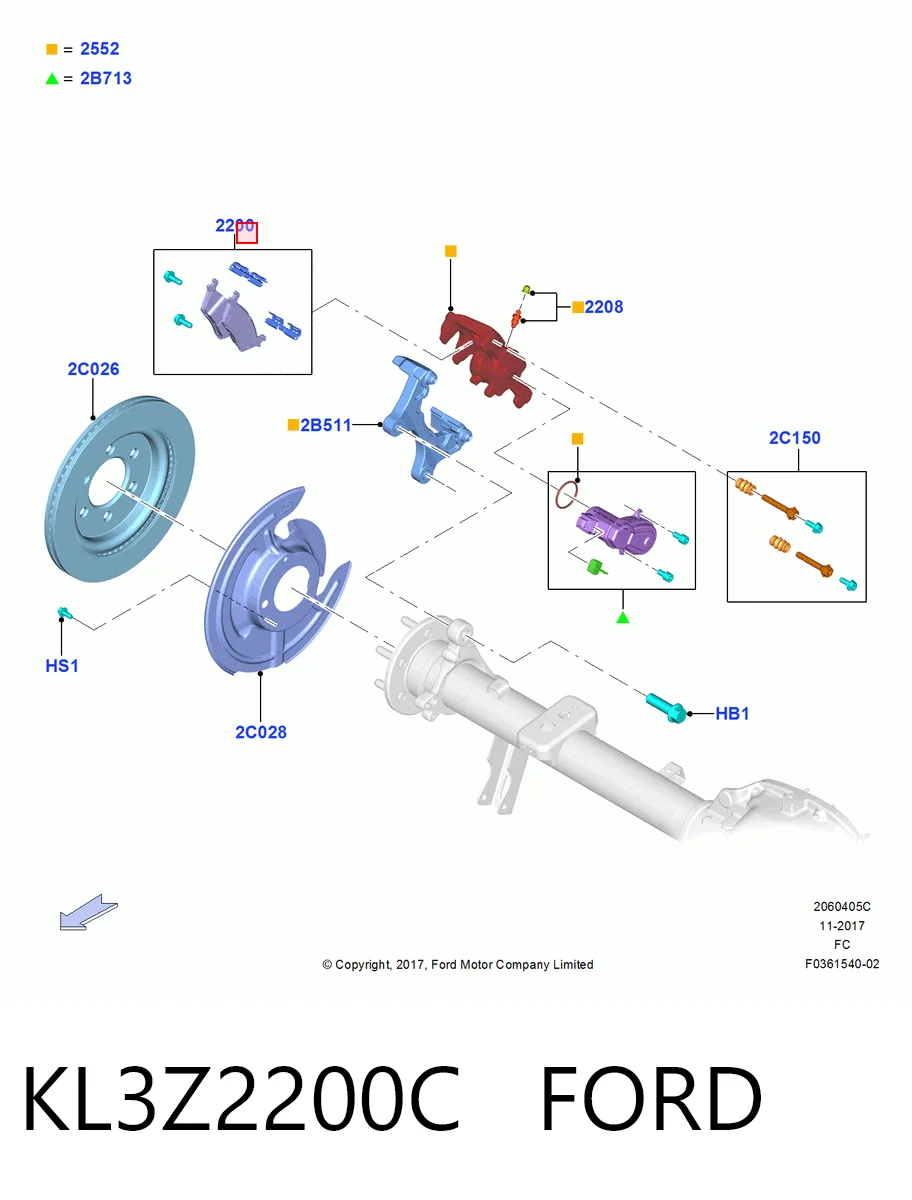 KL3Z2200C Ford Колодки гальмівні задні, дискові